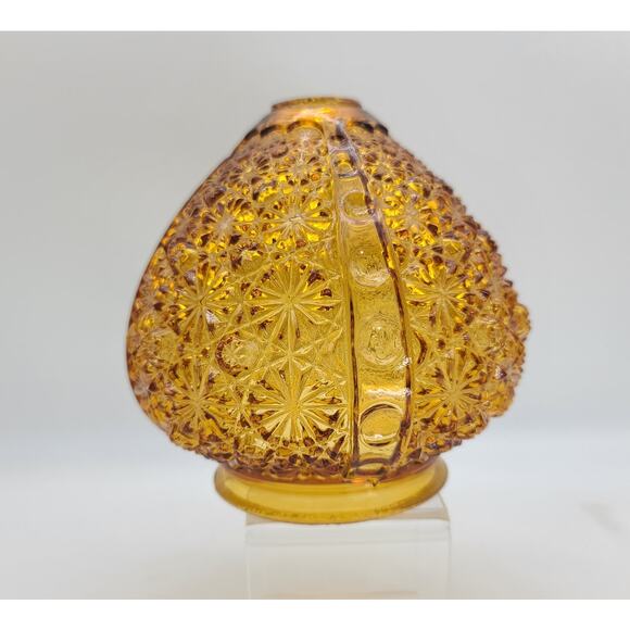 VTG Fenton LE Smith Amber Daisy Button Ribbed Glass Lamp Globe ONLY Base Part - Picture 1 of 9